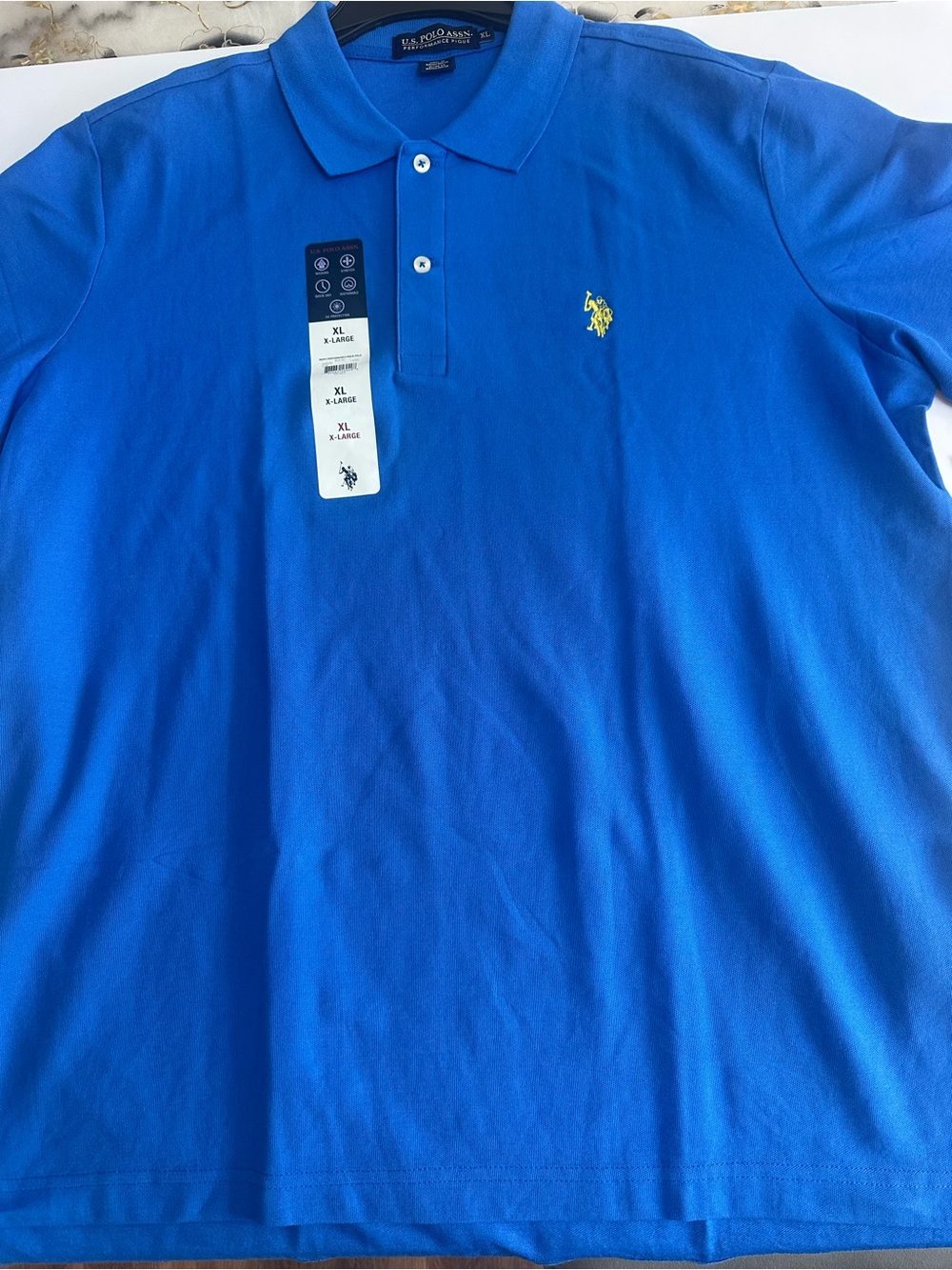 U.S. Polo Assn. Men’s Polo Shirt - Bright Blue with Yellow Logo